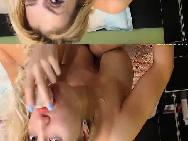 Blonde Cam Girl Fucks Herself with a Huge Dildo