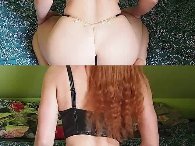 Hawt redhead in ebony underware enjoying herself home alone