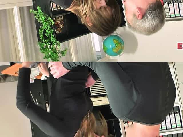 German stepsister fucks with her stepbrother in the office