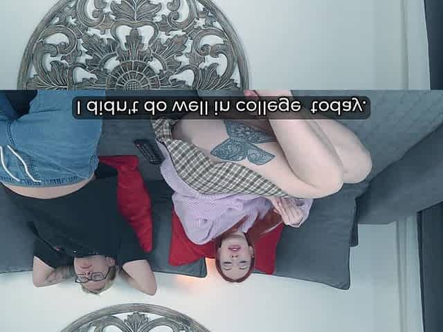 Step Mom Masturbates Next to Step Son on Couch Till Wild Fuck