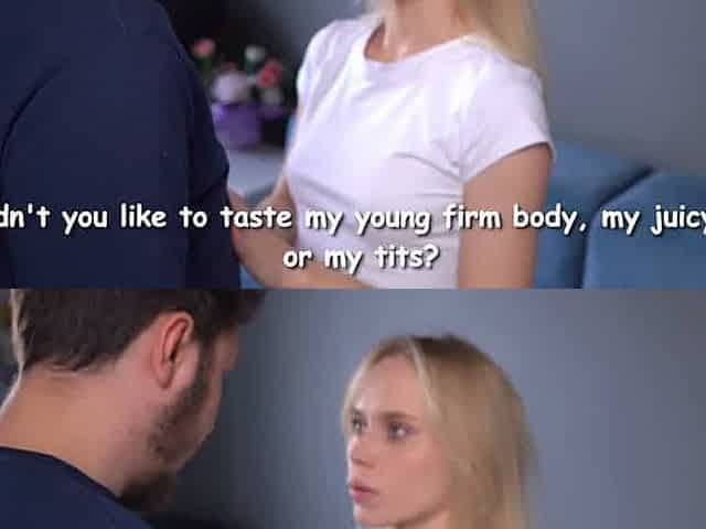 Stepcompanion's daughter yearns for her stepdad's big weenie in her tight, eighteen years old fuckbox after catching him jerking