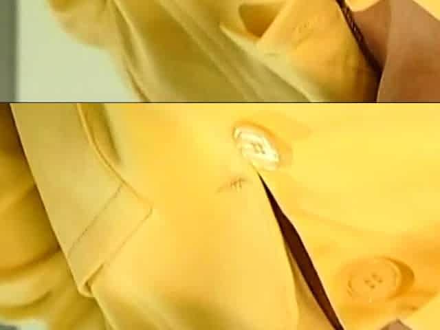 Busty lady in yellow and glasses gets double dicked