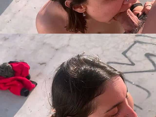 Blowjob and cum on big boobs
