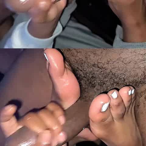1023FEET stepsister gives coarse oily footjob tugjob post workout