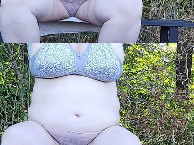 Mother-in-law in the Park Undressing and Masturbating on a Bench