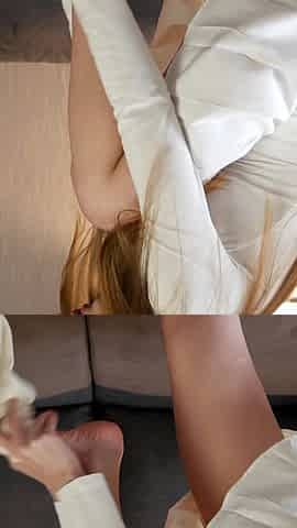 Hottie Magically Jerked off Stockings After Passionate Blowjob