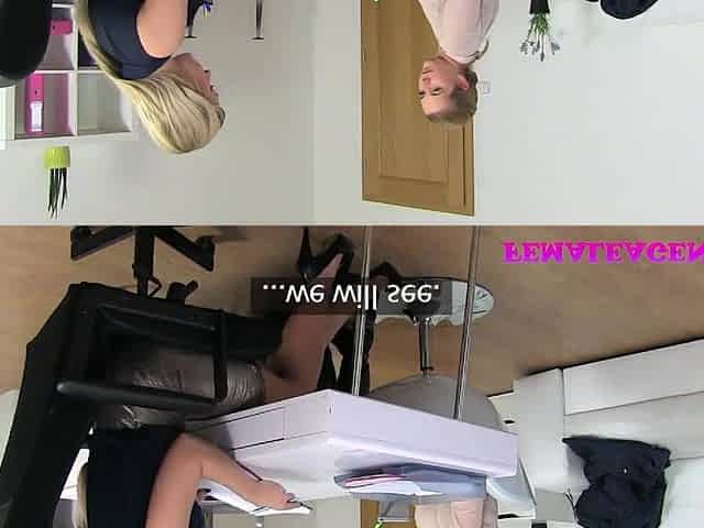 FemaleAgent Natural breasty curvy blond enjoys 1st lesbo