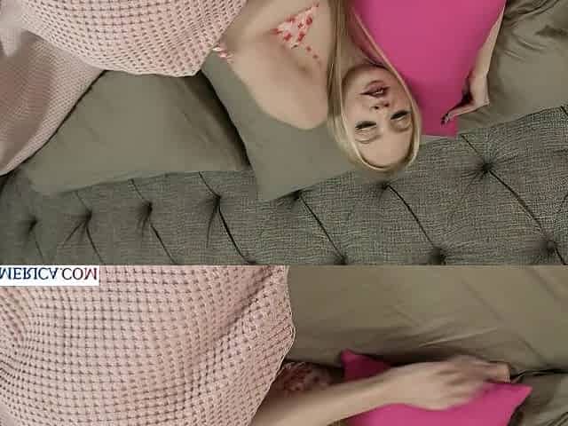 Hot blonde Jenna Fireworks gets in bed with friend's brother and enjoys his big black cock