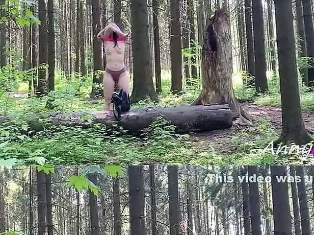 Sexy Brunette Undresses In The Park