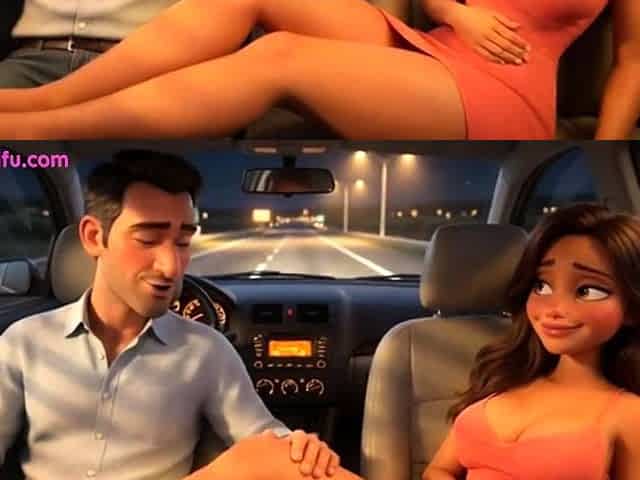 MILF seduces old family friend with secret sex in car