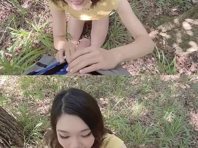 Outdoor Blowjob, Petite Asian Stepsis Deepthroat in Nature!