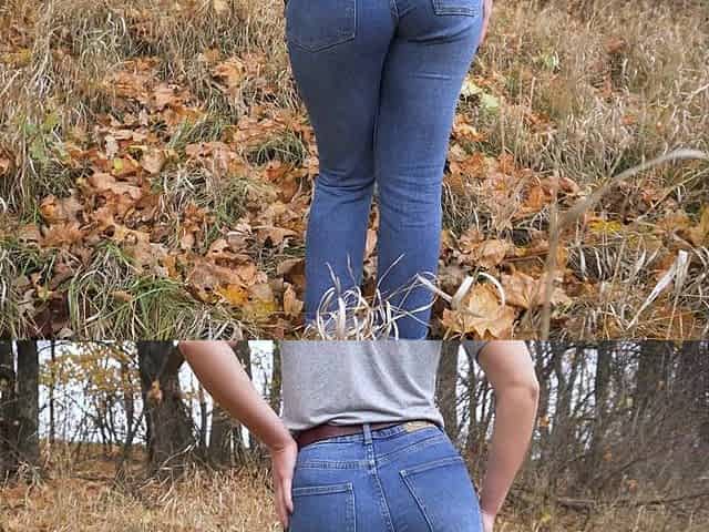 mother I'd like to fuck In Blue Jeans Teases Her Astonishing Butt Outdoors