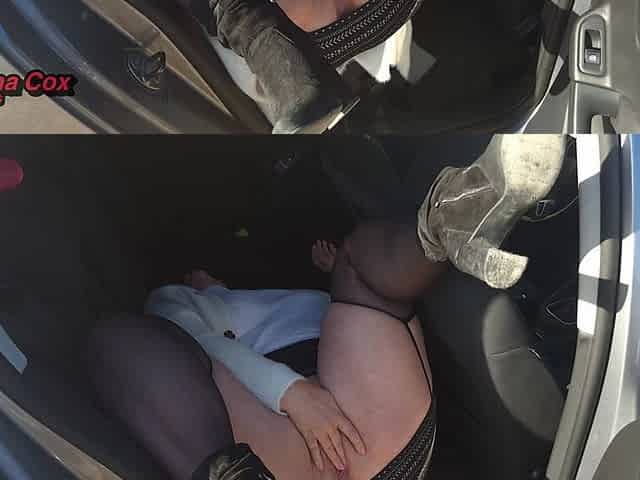 Horny Wife Masturbates and Squirts in Her Car