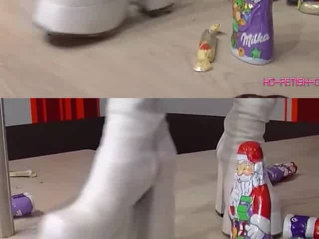 Dancing on Food with White High Heel Boots