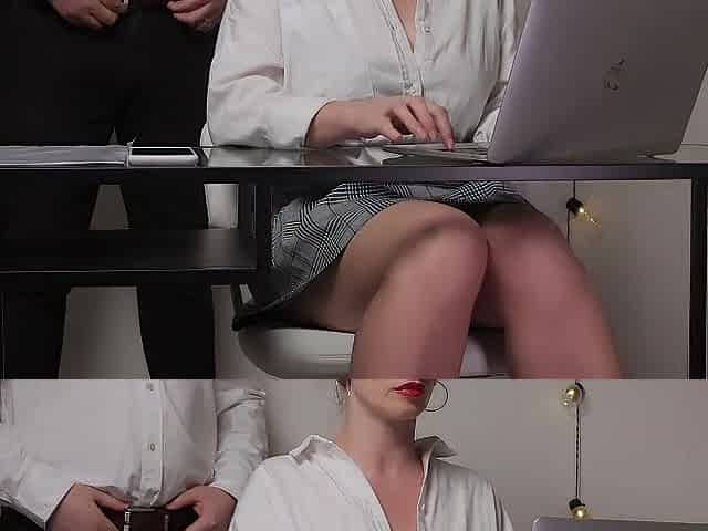 Married boss fondles his secretary's tits and screws her hard