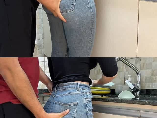 Cumming in My Maid's Big Ass with Jeans While She Was Washing Dishes in the Kitchen (free Use)
