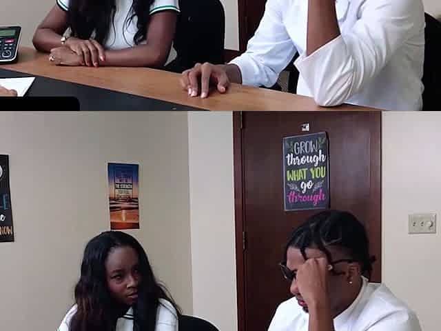 Cute ebony slut Naomi gets a threesome