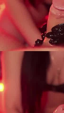 Black Vinyl Gloves Oily Handjob Session
