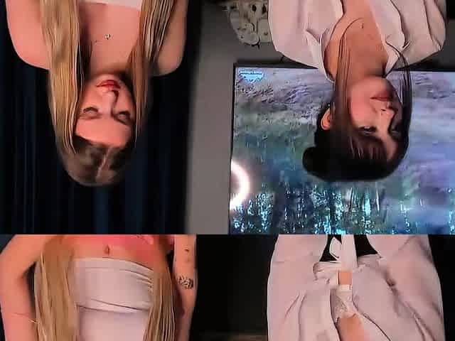 Two amateur blonde teen babes sucking huge fat cock