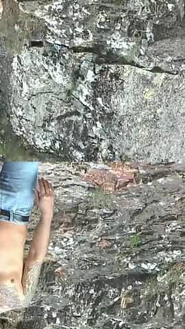 Busty brunette ass fucked by the river