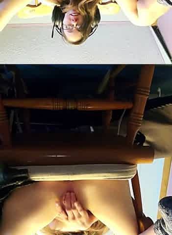 Lovely Amateur teen brunette masturbating outdoor