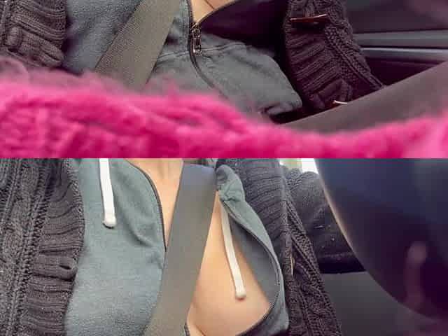 Artemisia Love Lewd Stepmom Flashing her soaked melons in the car