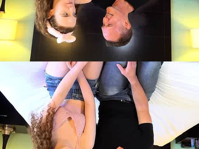 Small titted teen sucks upside down