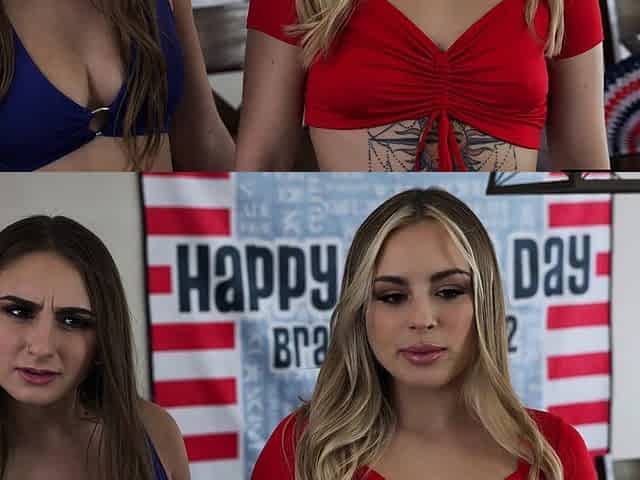 Big tits teen stepsis and MILF threesome