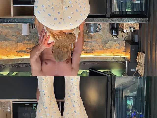 The large-booty chick didn't have time to cook. A large wang is much more excellent than breakfast.