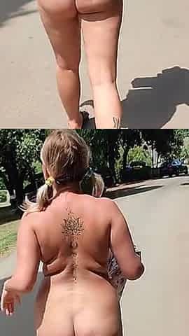 Walking Completely Naked in Street and Play with My Pussy