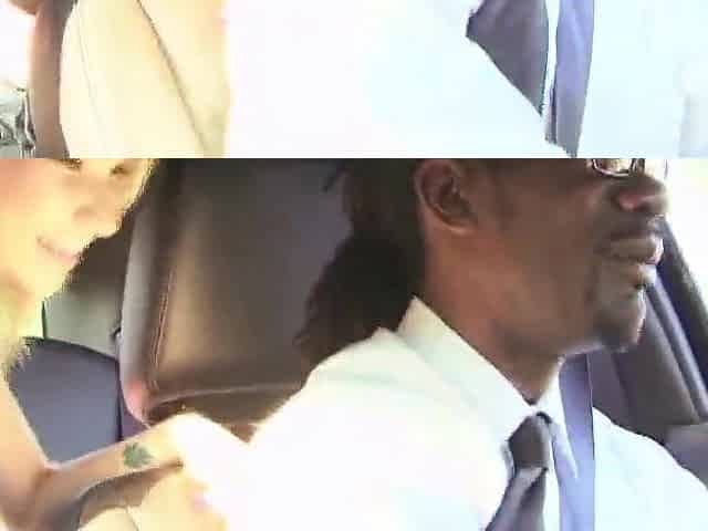 White beauty Sara Monroe teasing her ebony Uber driver