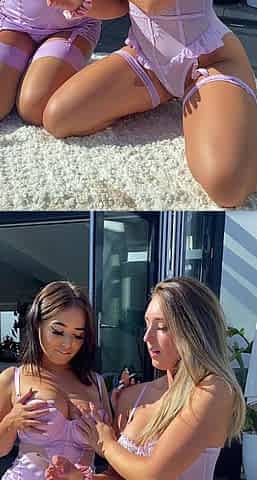 Wet Busty Blond Vs Slim Brunette Lesbian