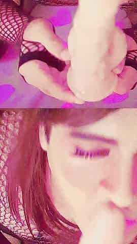 Femboy sex toy masturbatin and Cum