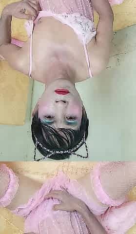 Oanh Le transgender wearing a hot robe masturbating happily