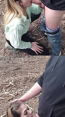 Coquette & Brad - Public POV Hotwife Blowjob Ends with Huge Cum Facial