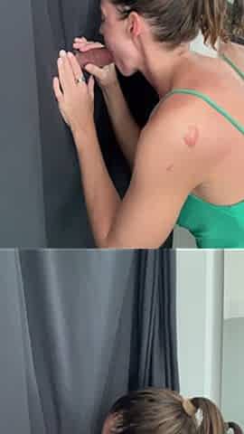 Nympho Lyndsay Sucks Strangers Cock at the Gloryhole