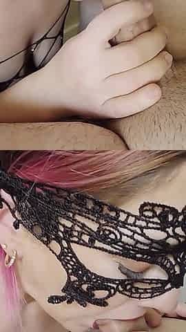 Perfect Blowjob with Cum Swallow (black Dress)