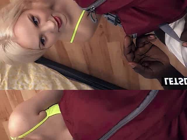 Small Golden-haired Nikki Hill Gets A Surprise Large Ebony Ramrod - LETSDOEIT