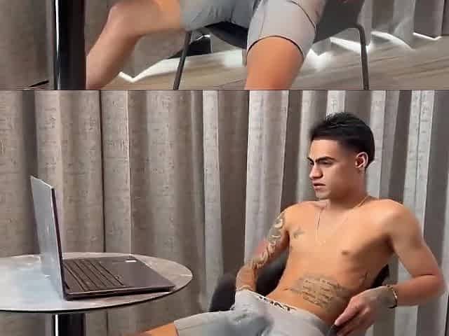 Large-assed Floozy in Fishnet Underware and Leather Boots Gives a Slender Dude a Oral job