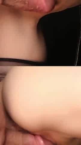 Beautiful and Tight Pussy Filled with Cum Standing Doggy