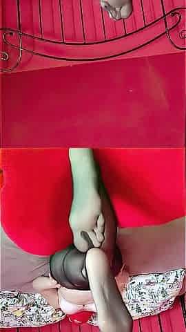 Ebony tights on Anna Perv feets