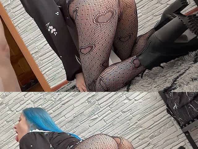 Emo angel takes 2 creampies in her cunt.