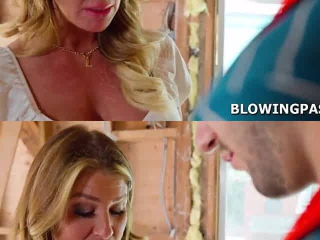 Breasty mother i'd like to fuck tipping handyman with oral