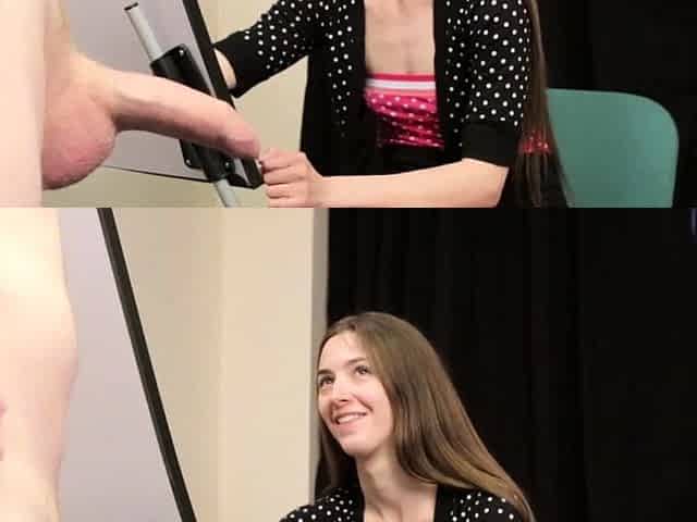 Clothed slut takes facial