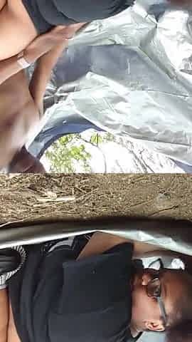 Nerdy black with plump booty gets pounded outside at the public park