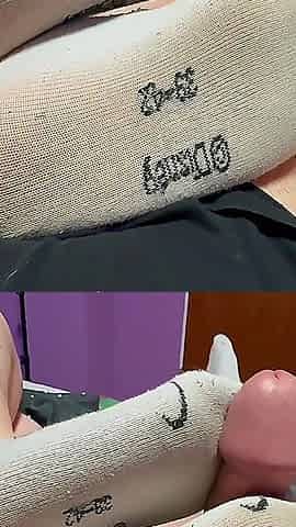 German Housewife Close up Footjob Cumshot Sexy Wrinkled Soles