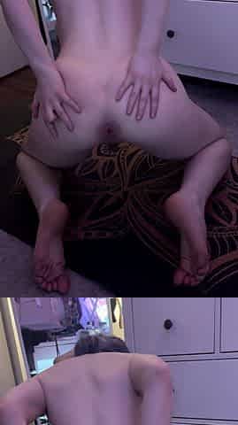 Amateur brunette chick toying her ass and pussy on webcam