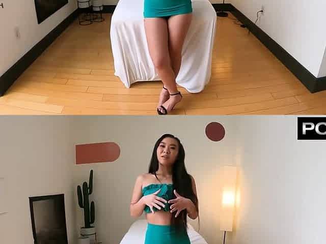 Oriental Cum Wench Oils Up And Rubs Down Large Shaft