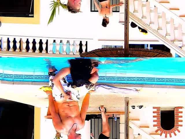 Skinny German Girl and her Step-Mother tricked Pool-Boy