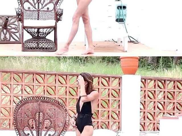 Small-Titted Brunette Amateur Blowjob by the Pool
